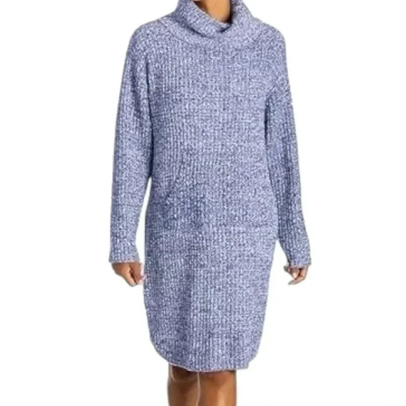 SOFTIES | Marshmallow Slouch Turtleneck Lounger Dress | Plush Pajama Blue | S/M - Picture 10 of 10